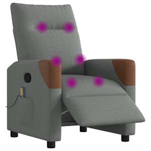 Elektrické masážní polohovací křeslo tmavě šedé textil - obrázek 3