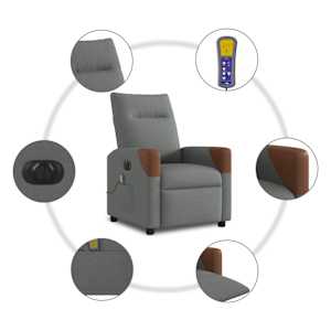 Elektrické masážní polohovací křeslo tmavě šedé textil - obrázek 10
