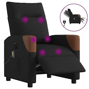 Elektrické masážní polohovací křeslo černé textil - obrázek 1