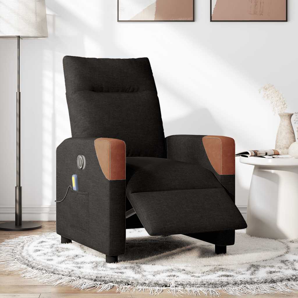 vidaXL Massagestoel elektrisch verstelbaar stof zwart afbeelding