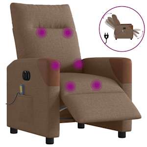 Elektrické masážní polohovací křeslo hnědé textil - obrázek 1