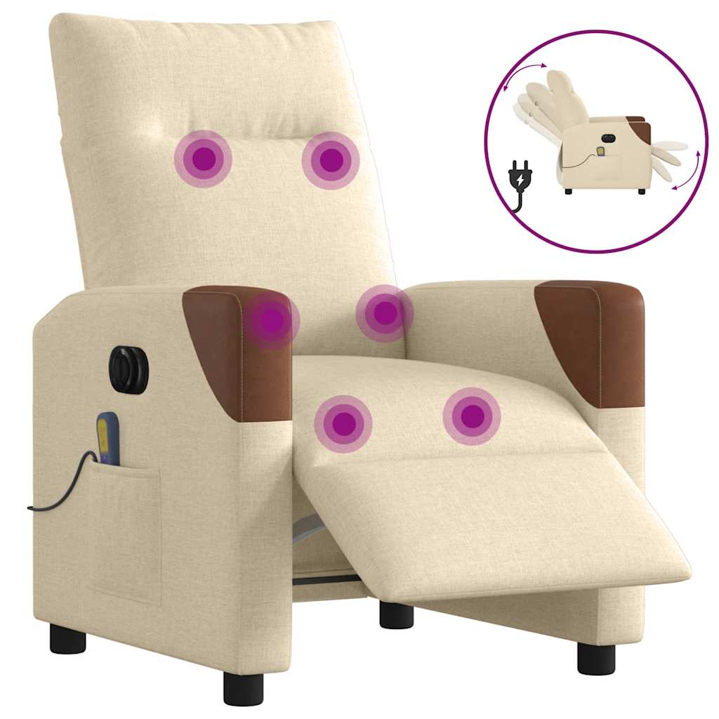 vidaXL Massagesessel Elektrisch Creme Stoff