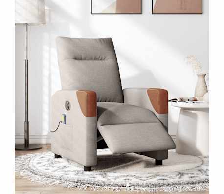 vidaXL Elektrick&eacute; mas&aacute;žn&iacute; polohovac&iacute; křeslo taupe textil