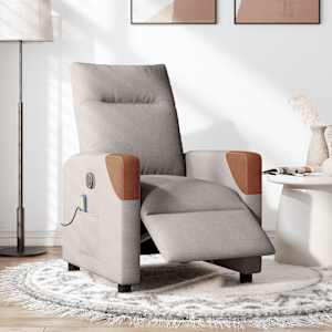 vidaXL Elektrick&eacute; mas&aacute;žn&iacute; polohovac&iacute; křeslo taupe textil