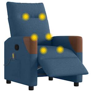 Elektrické masážní polohovací křeslo modré textil - obrázek 3