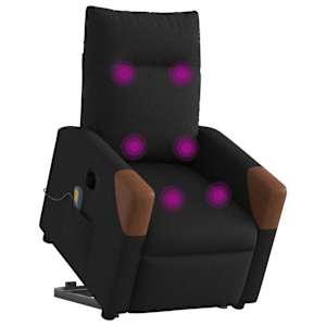 Elektrické zvedací masážní polohovací křeslo černé textil - obrázek 3