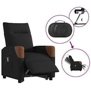 Elektrické zvedací masážní polohovací křeslo černé textil - obrázek 9