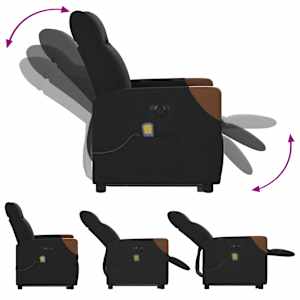 Elektrické zvedací masážní polohovací křeslo černé textil - obrázek 10