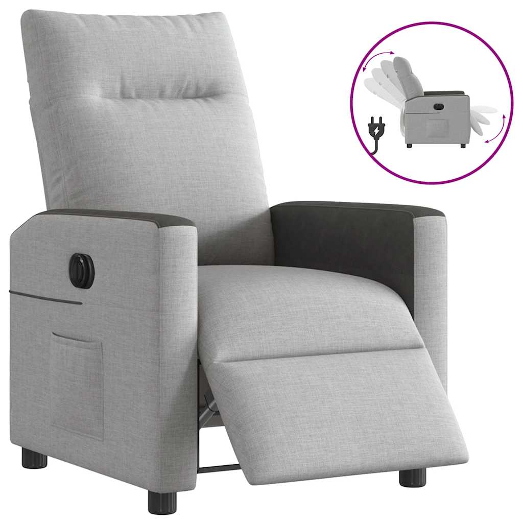 vidaXL Scaun reclinabil electric Cloud Grey Fabric