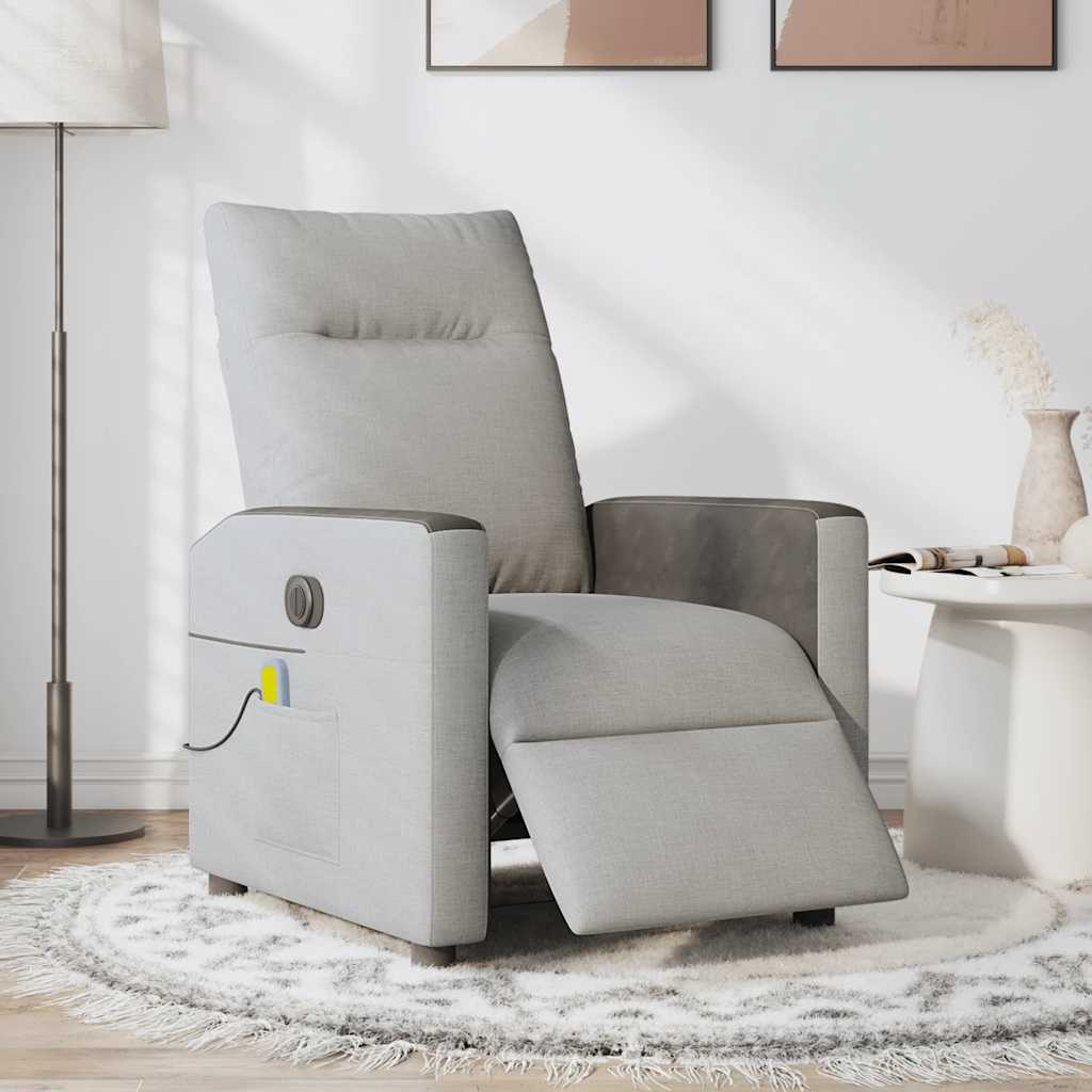 vidaXL Scaun reclinabil electric pentru masaj Cloud Grey Fabric