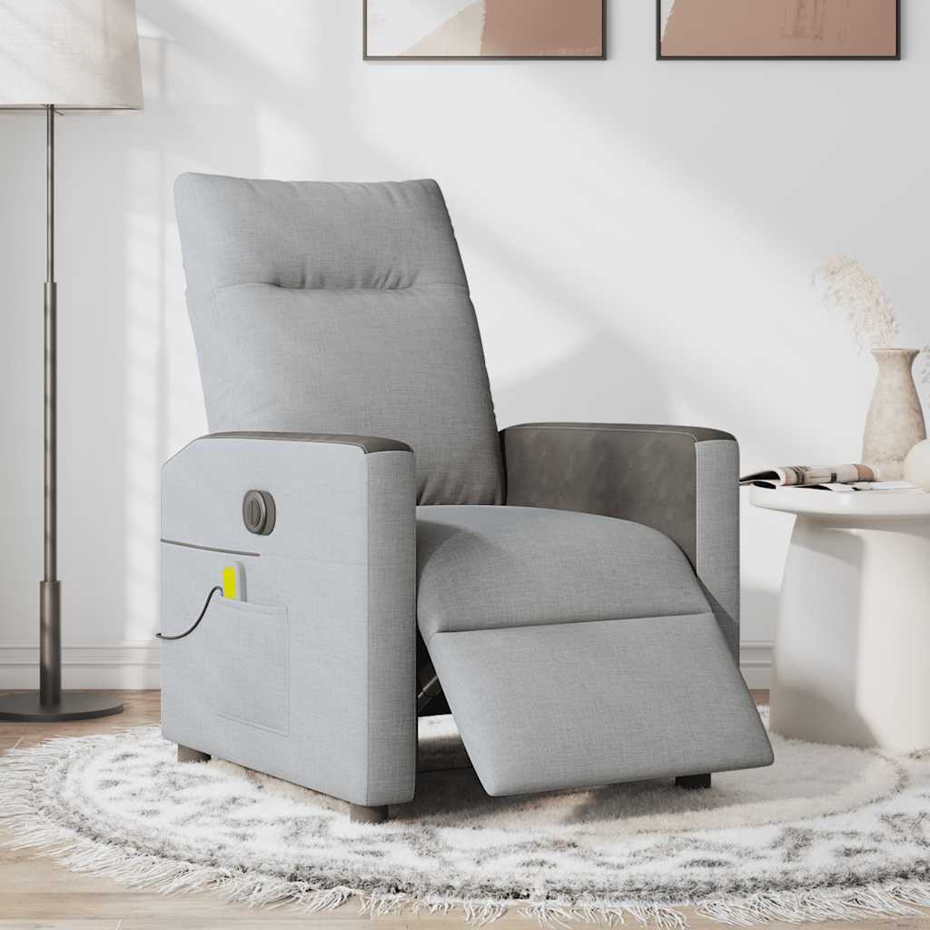 vidaXL Massagestoel elektrisch verstelbaar stof lichtgrijs afbeelding