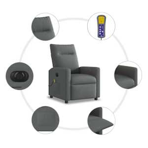 Elektrické masážní polohovací křeslo tmavě šedé textil - obrázek 10