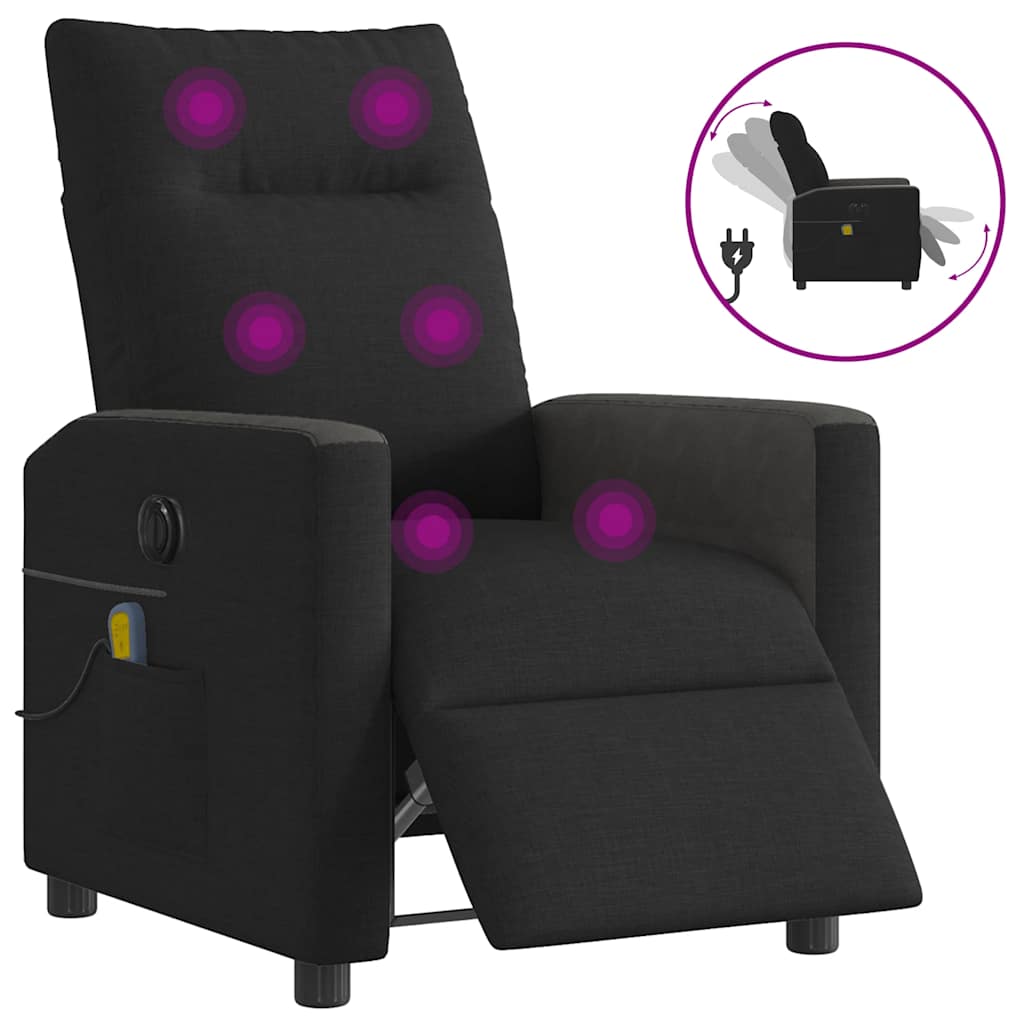 vidaXL Elektrické masážní polohovací křeslo černé textil