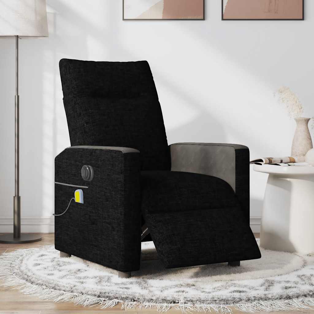 vidaXL Massagestoel elektrisch verstelbaar stof zwart afbeelding