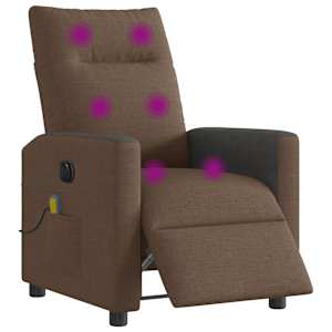 Elektrické masážní polohovací křeslo hnědé textil - obrázek 3