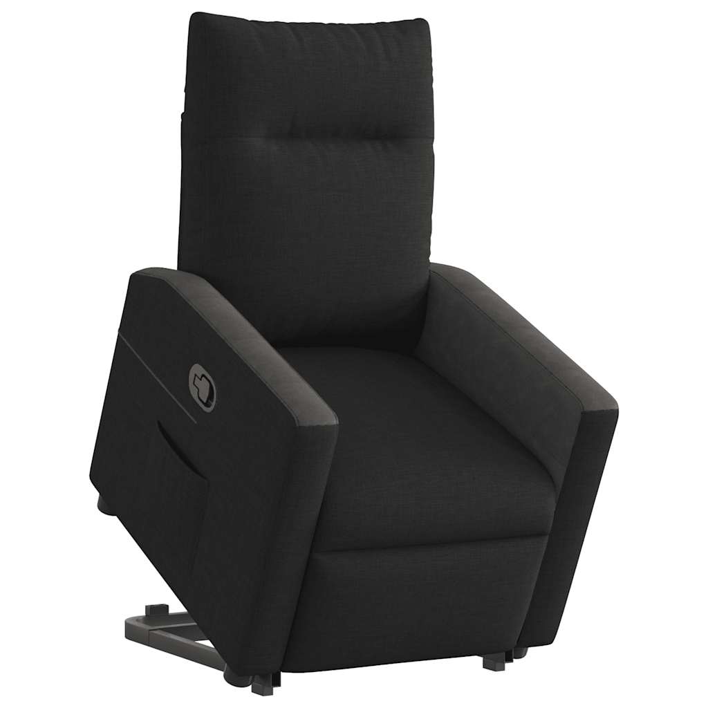vidaXL Fotoliu rabatabil cu ridicare pe verticală, negru, textil