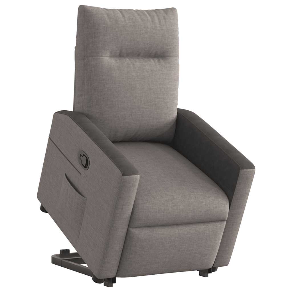 vidaXL Fotoliu rabatabil cu ridicare pe verticală, gri taupe, textil