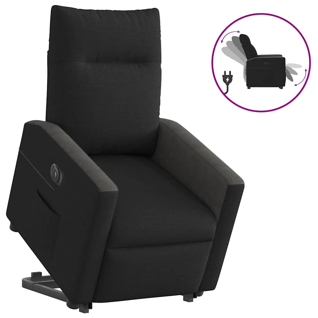 vidaXL Fotoliu electric rabatabil cu ridicare, negru, textil