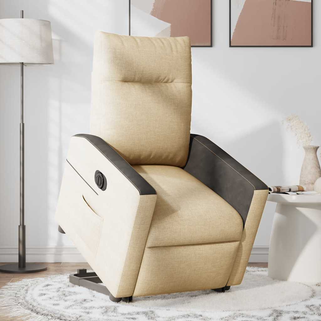 vidaXL Fotoliu electric rabatabil cu ridicare, crem, textil