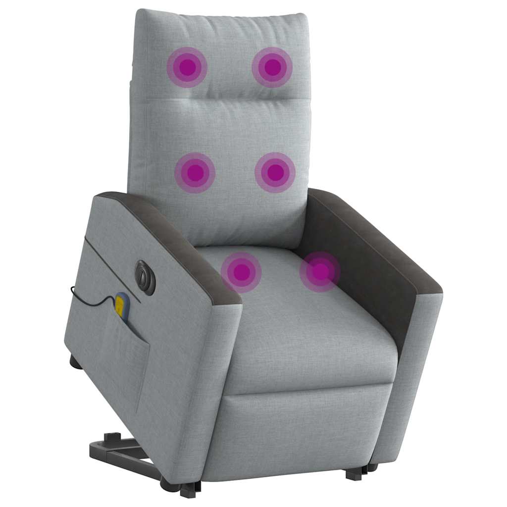 vidaXL Sta-op-massagestoel elektrisch verstelbaar stof lichtgrijs afbeelding