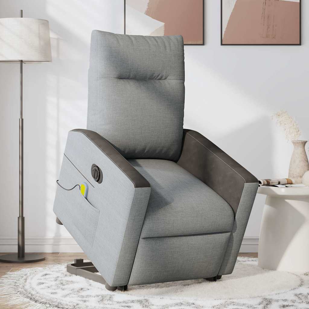 vidaXL Fotoliu electric masaj rabatabil cu ridicare, gri închis textil