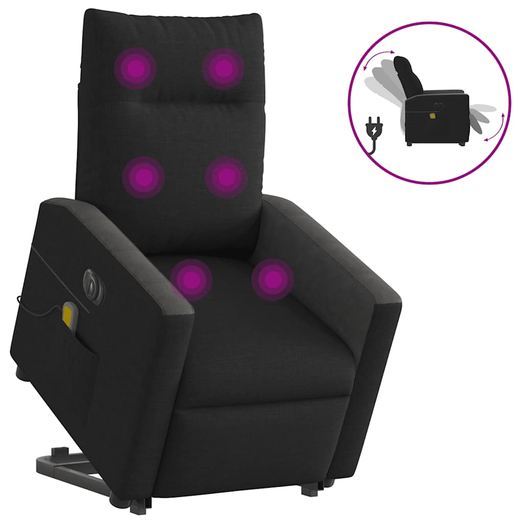 vidaXL Elektrické zvedací masážní polohovací křeslo černé textil