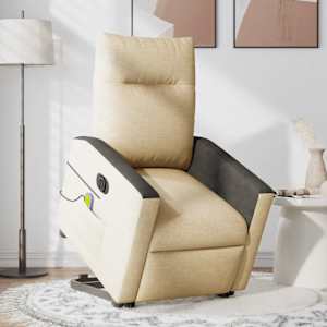 Električni masažni naslanjač s funkcijo vstajanja krem