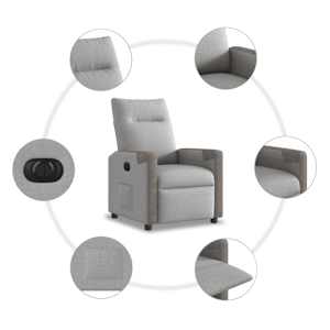 Elektrické polohovací křeslo obláčkově šedé textil - obrázek 13