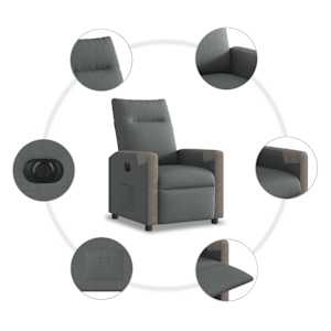 Elektrické polohovací křeslo tmavě šedé textil - obrázek 13