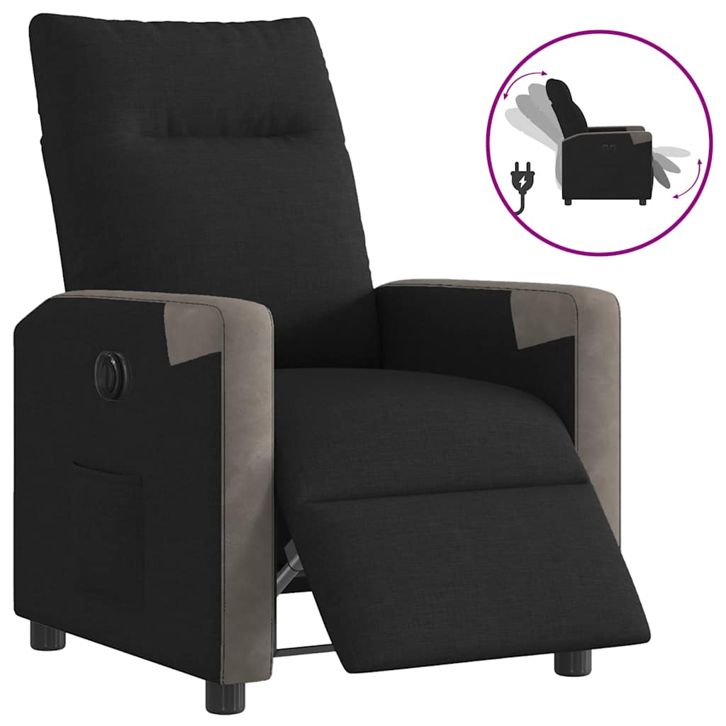 vidaXL Fotoliu rabatabil electric, negru, material textil