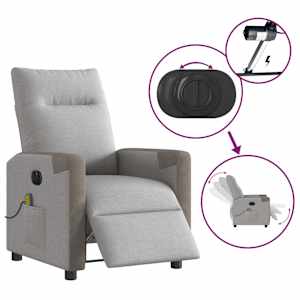 Elektrické masážní polohovací křeslo obláčkově šedé textil - obrázek 9
