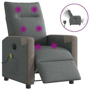Elektrické masážní polohovací křeslo tmavě šedé textil