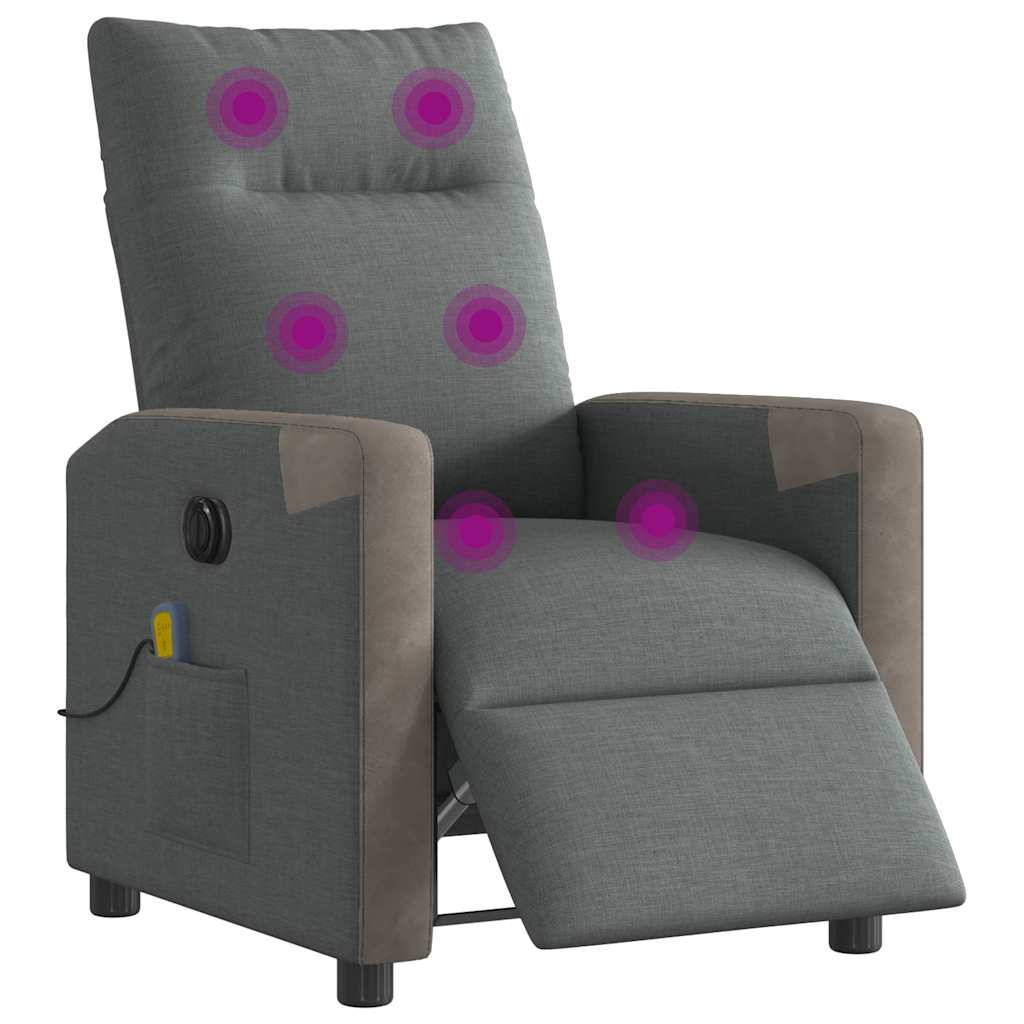 vidaXL Massagestoel elektrisch verstelbaar stof donkergrijs afbeelding