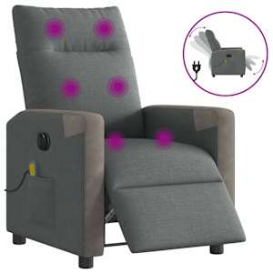 Elektrické masážní polohovací křeslo tmavě šedé textil - obrázek 10