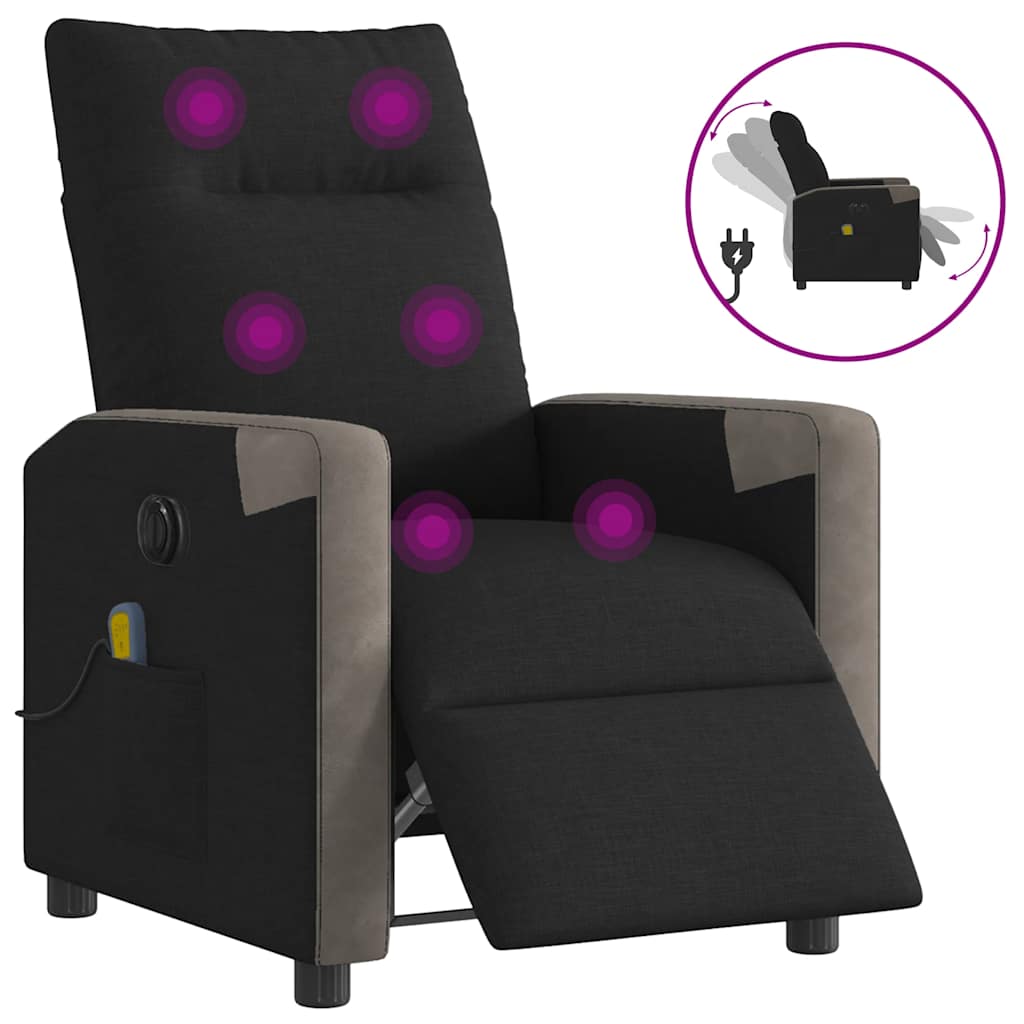 vidaXL Massagesessel Elektrisch Schwarz Stoff