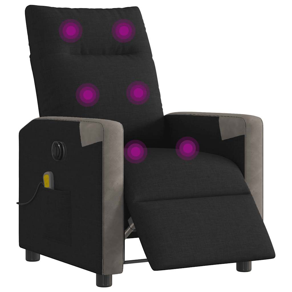vidaXL Massagestoel elektrisch verstelbaar stof zwart afbeelding