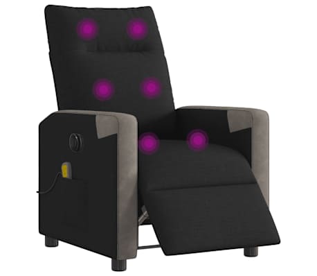 vidaXL Sill&oacute;n reclinable de masaje el&eacute;ctrico tela negro