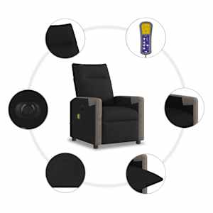 Elektrické masážní polohovací křeslo černé textil - obrázek 14