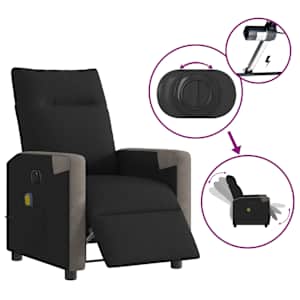 Elektrické masážní polohovací křeslo černé textil - obrázek 9