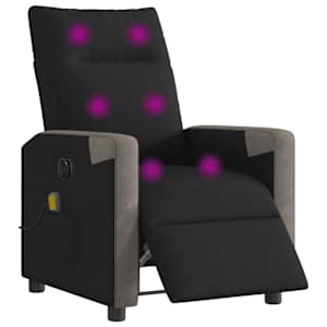 vidaXL Sill&oacute;n reclinable de masaje el&eacute;ctrico tela negro