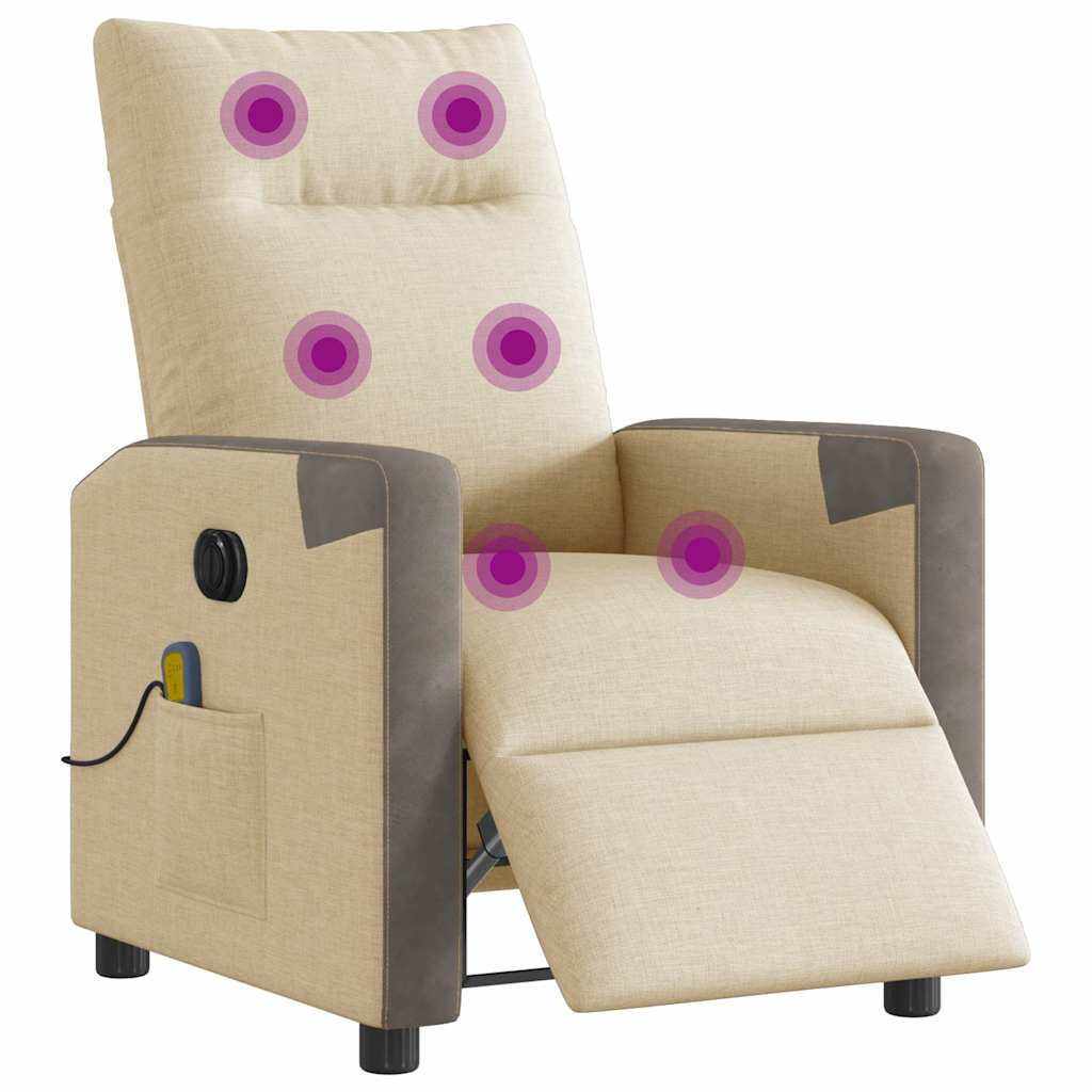 vidaXL Massagestoel elektrisch verstelbaar stof crèmekleurig afbeelding