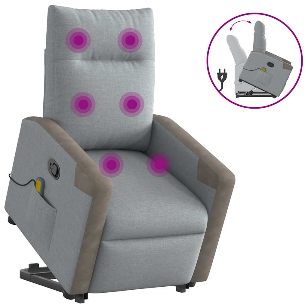 Thumbnail - vidaXL Massagesessel mit Aufstehhilfe Hellgrau Stoff