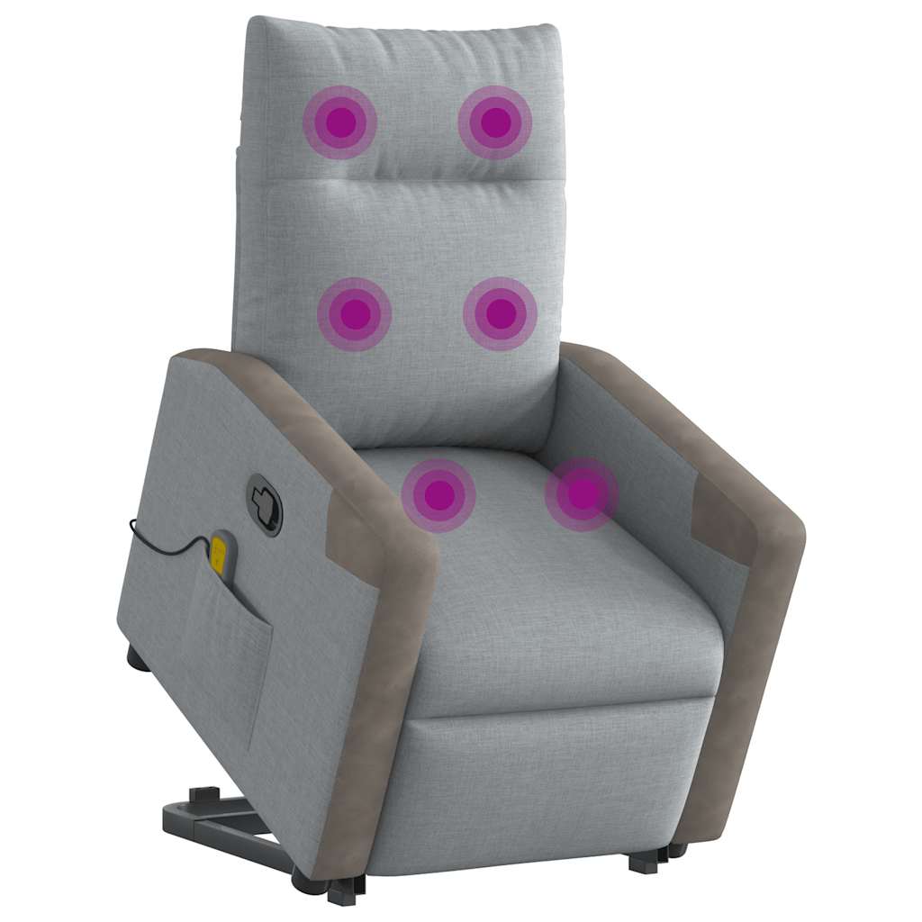 Thumbnail - vidaXL Massagesessel mit Aufstehhilfe Hellgrau Stoff