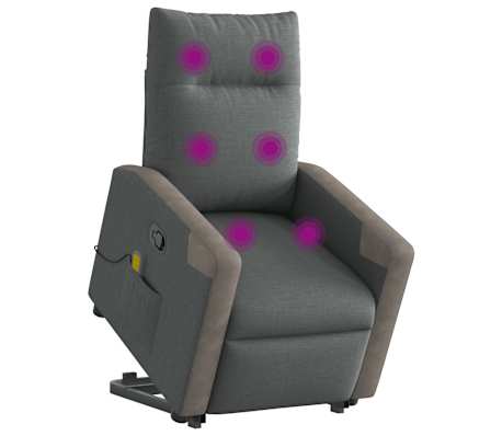 vidaXL Fauteuil de massage inclinable Gris fonc&eacute; Tissu