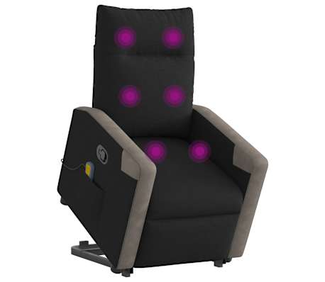 vidaXL Atsistojantis atlo&scaron;iamas masažinis krėslas, juodas, audinys