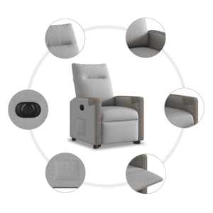 Elektrické zvedací polohovací křeslo obláčkově šedé textil - obrázek 11