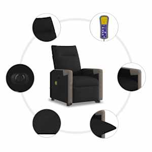 Elektrické zvedací masážní polohovací křeslo černé textil - obrázek 11