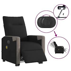 Elektrické zvedací masážní polohovací křeslo černé textil - obrázek 10