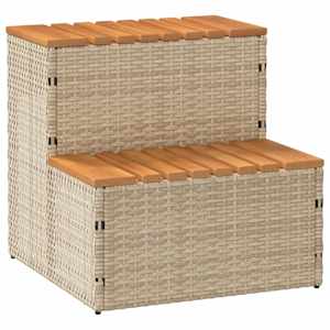 vidaXL mullivann Step Beež 50x50x50,5 cm pol&uuml;rotangist ja akaatsiast