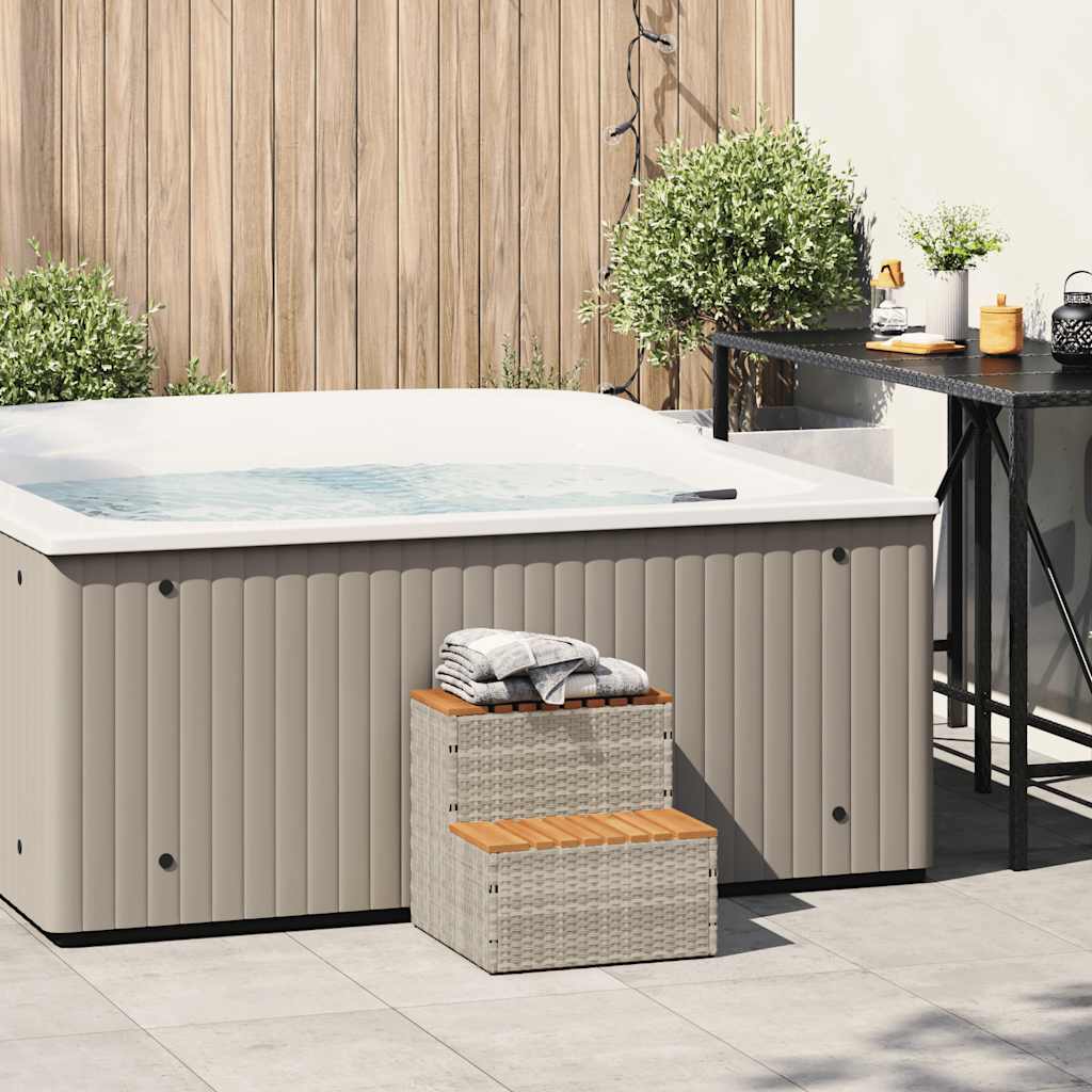 vidaXL pezsgőfürdő lépcső 50x50x50,5cm polyrattan és akácfa
